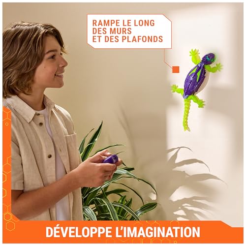 Detalle de HEX BOTS Gecko radiocommandé phosphorescent : le lézard qui rampe sur le sol et grimpe les murs
