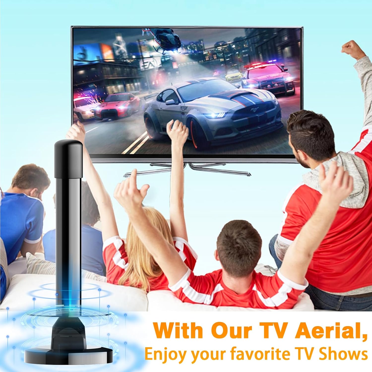 Thumbnail 2 de Indoor TV Aerial Freeview HD with 360° reception, magnetic base & 5m cable (Freeview HD, plug & play)