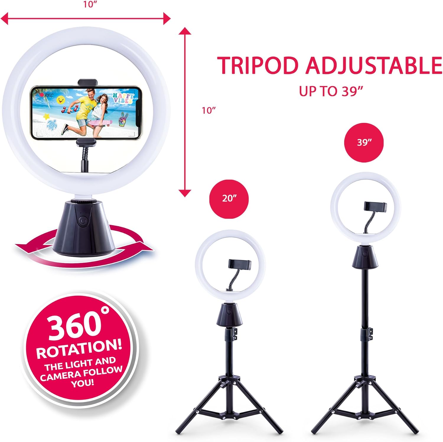 Detalle de Canal Toys Studio Creator 360 Video Maker Kit (Green Screen, Tripod & Motion Tracker) with 10" Multicolor LED Ring Light