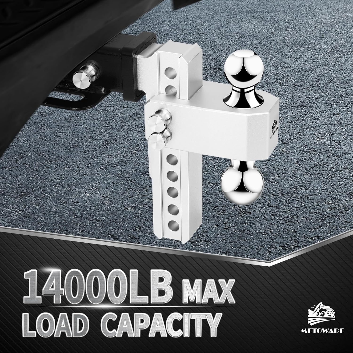 Detalle 2 de METOWARE Adjustable Trailer Hitch 14,000 LBS GTW