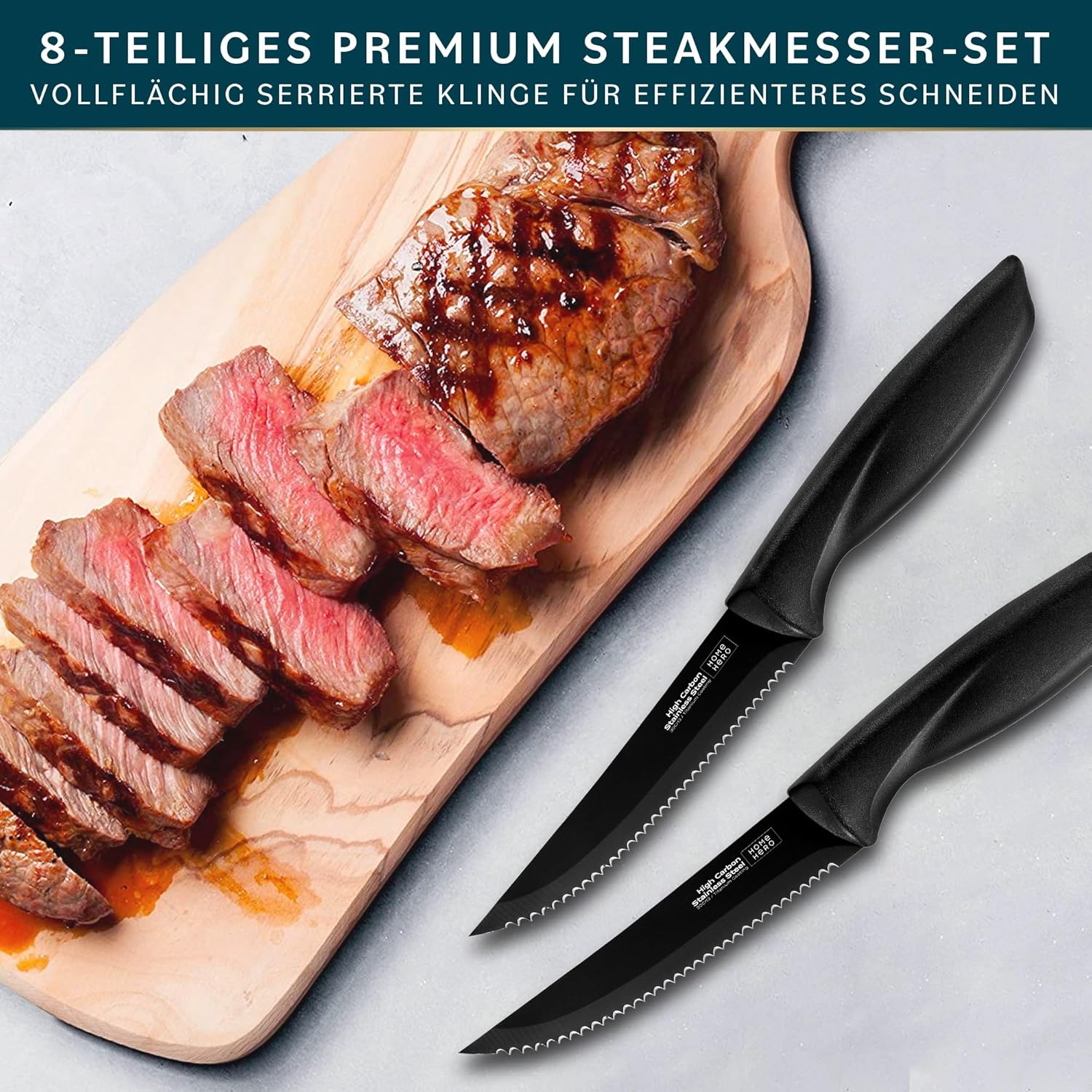 Thumbnail 3 de Home Hero Messerset 8 Stück Steakmesser Schwarz