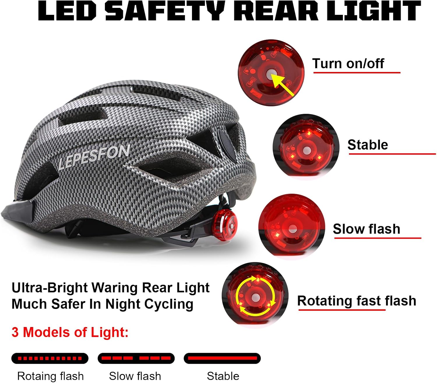 Detalle de LEPESFON MTB Helmet 56–61 cm Adjustable Lightweight 🚴♀