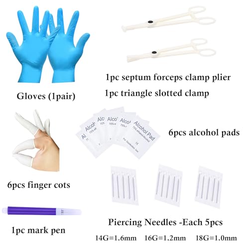 Thumbnail 2 de WillTen 100PCS Piercing Kits for All Piercings (12G, 14G, 16G) with Jewelleries – 316L Stainless Steel