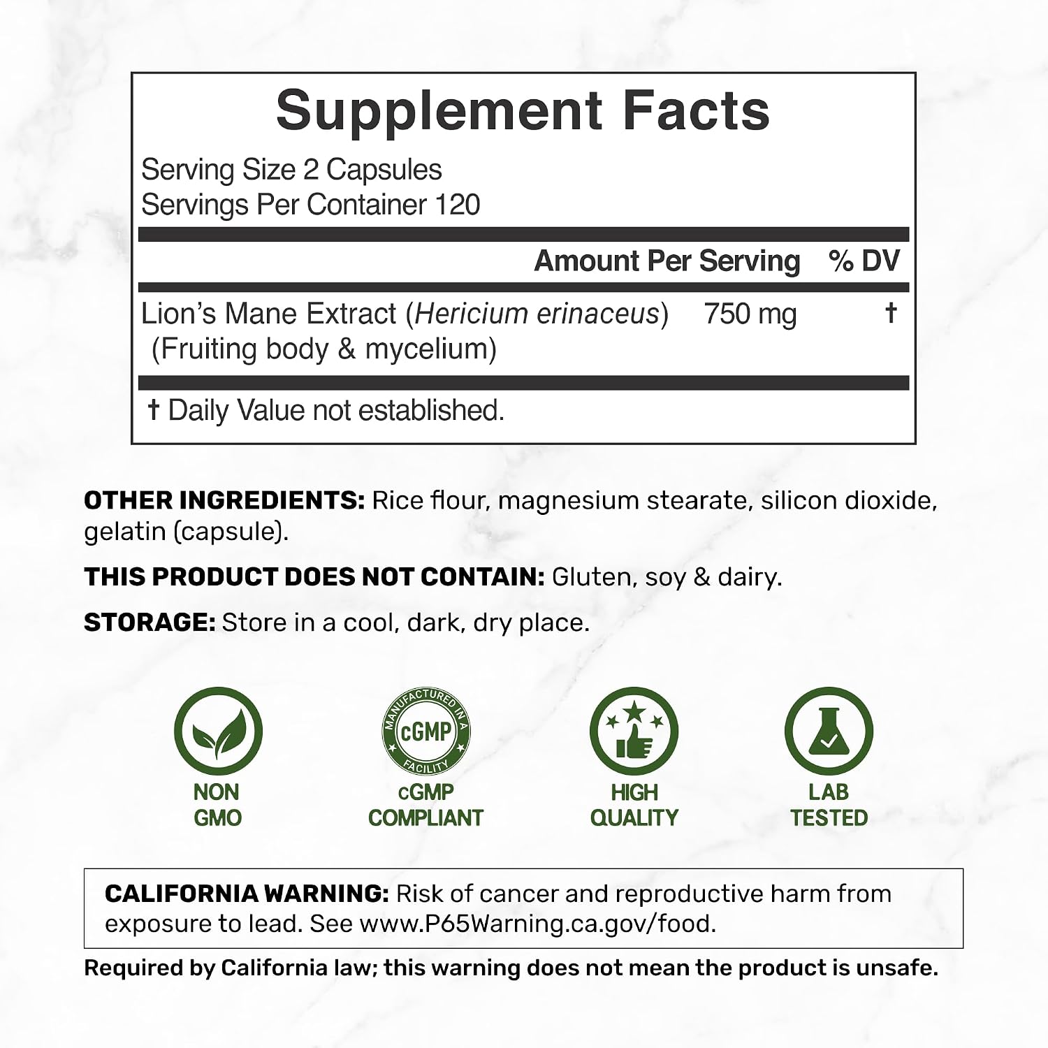 Detalle de DEAL SUPPLEMENT Lion’s Mane Capsules, 240 Capsules