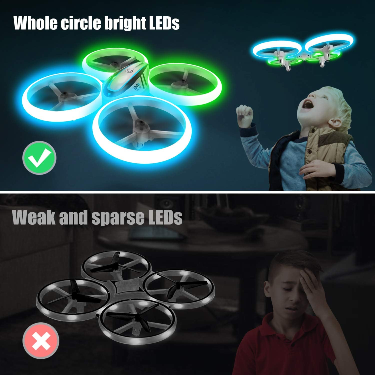 Detalle de AVIALOGIC Q9 Drones for Kids – Beginner-friendly RC Quadricopter with Lights, Headless Mode & Altitude Hold