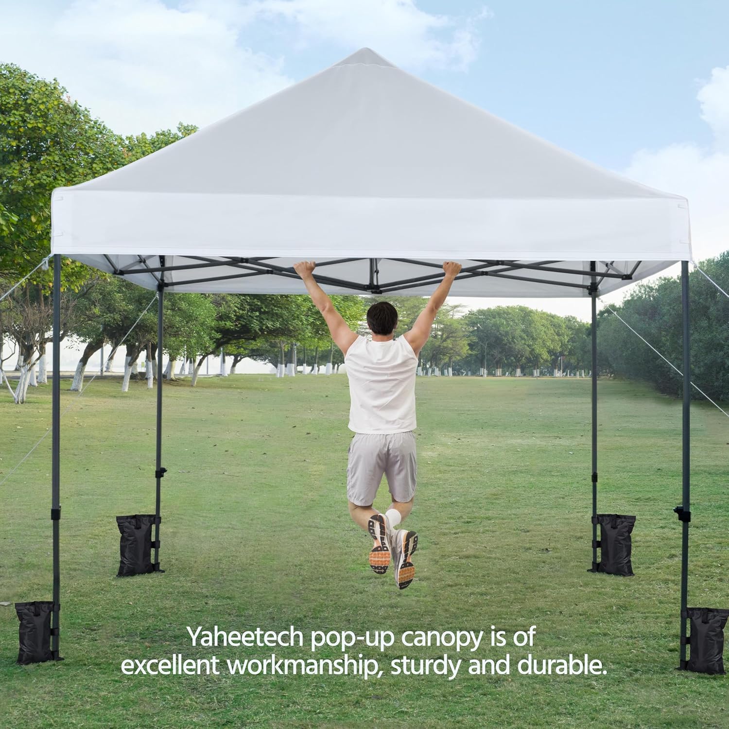 Detalle 2 de Yaheetech YThfd40001001 10 x 10 ft Pop-Up Canopy, White, UPF 50+