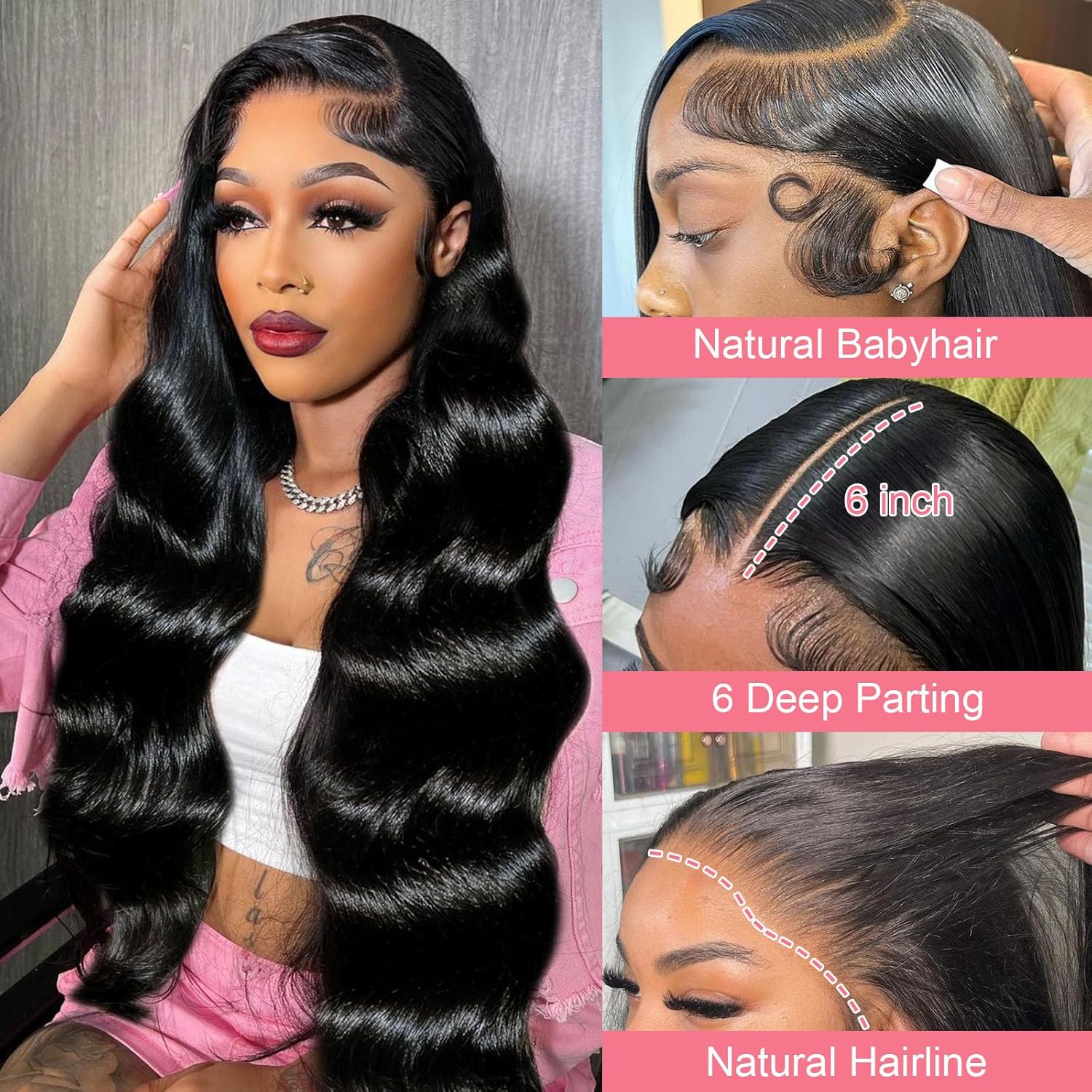 Thumbnail 1 de 13x6 Body Wave Lace Front Wig (Human Hair) 12A, 250% Density, 30 Inch HD Lace Frontal, Glueless