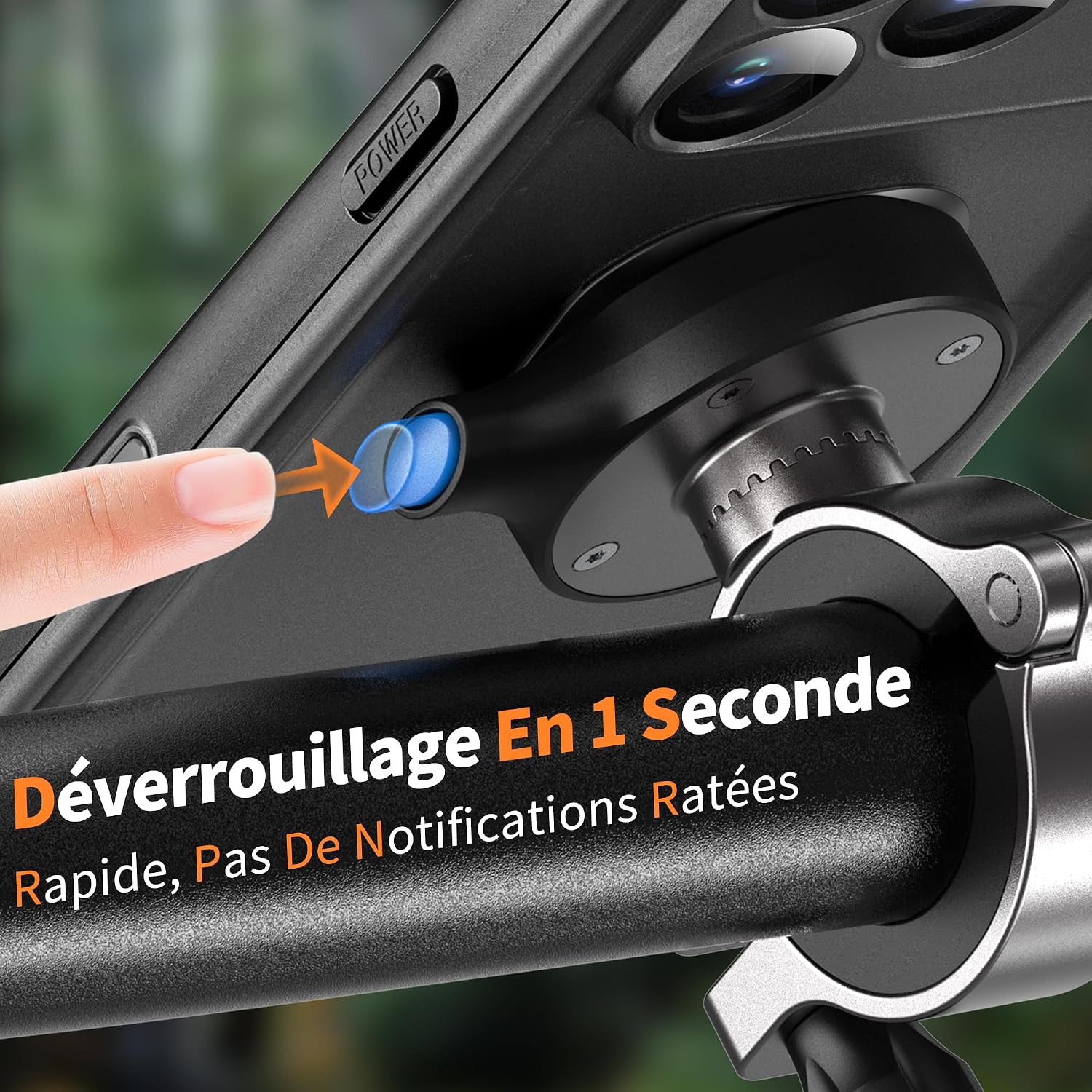 Detalle de Cozycase Support Téléphone Vélo et Étui IP68 pour iPhone 17 Pro – Porte-Guidon Antichoc et Étanche