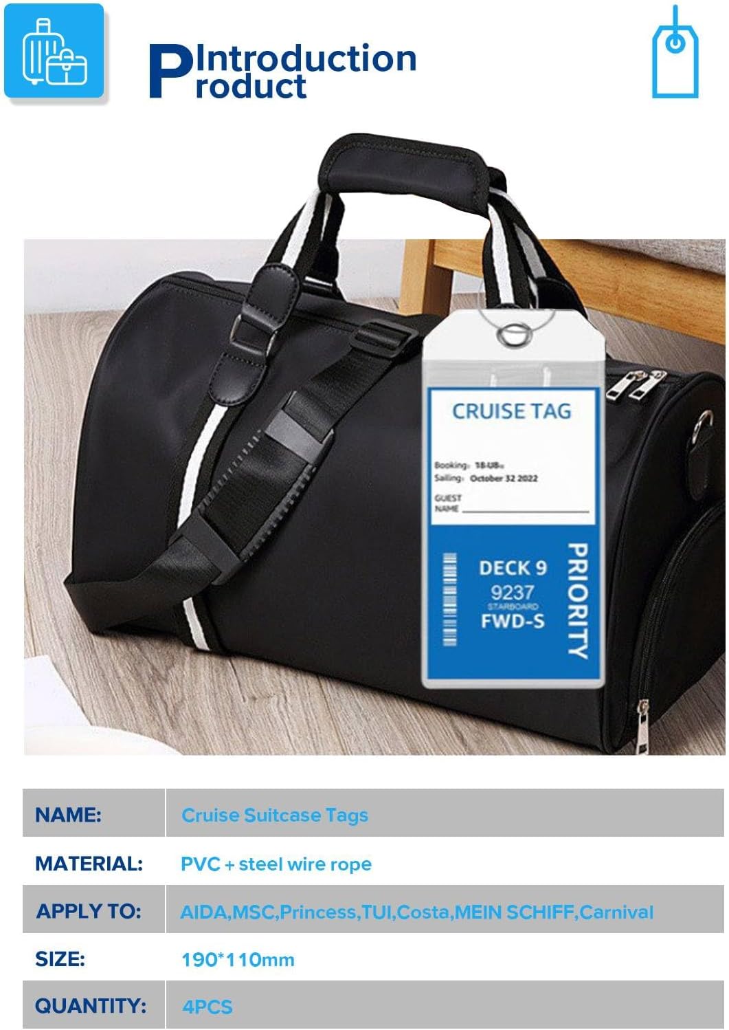 Detalle de Lammcou Étiquettes de bagages XXL 19×11 cm