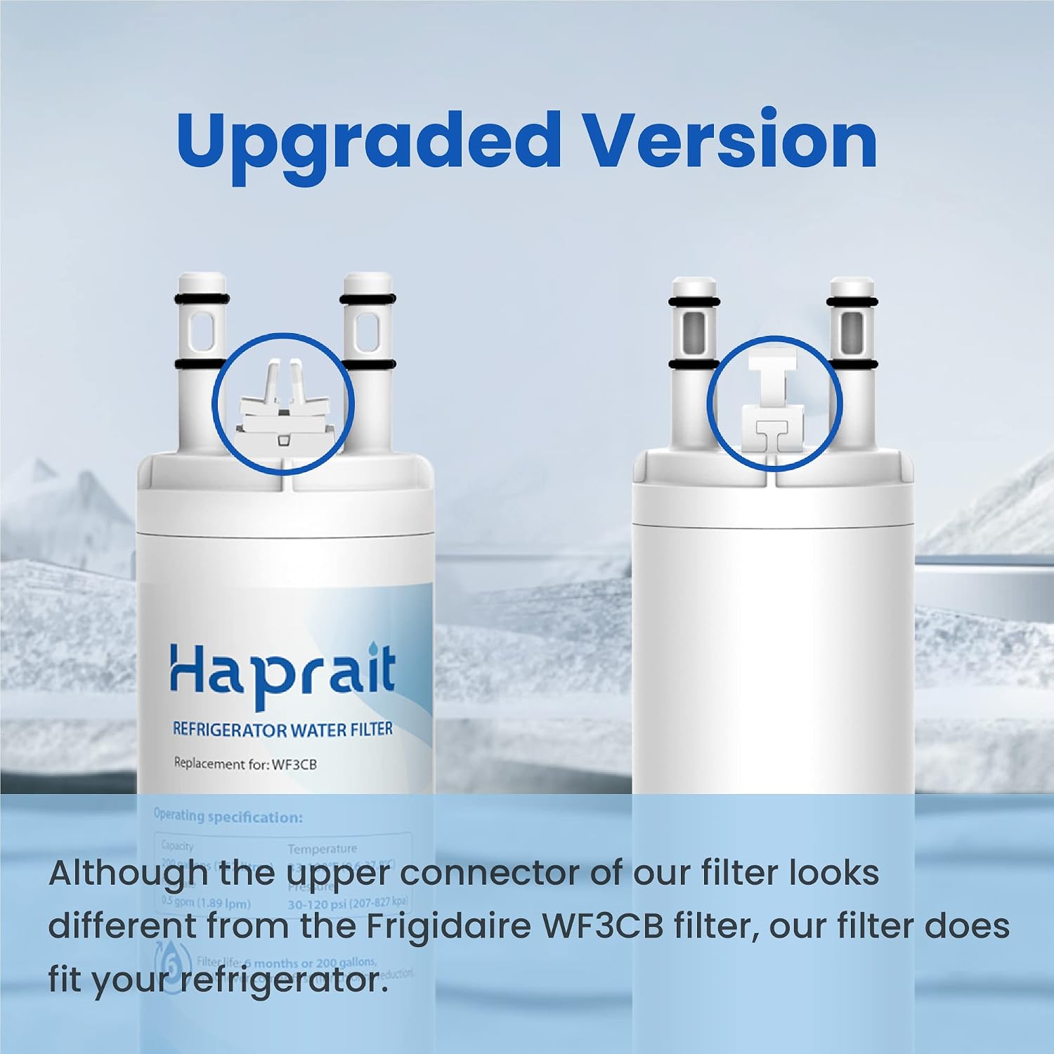 Detalle de Haprait HP006 Refrigerator Water Filter, 2-Pack Carbon Fiber Replacement