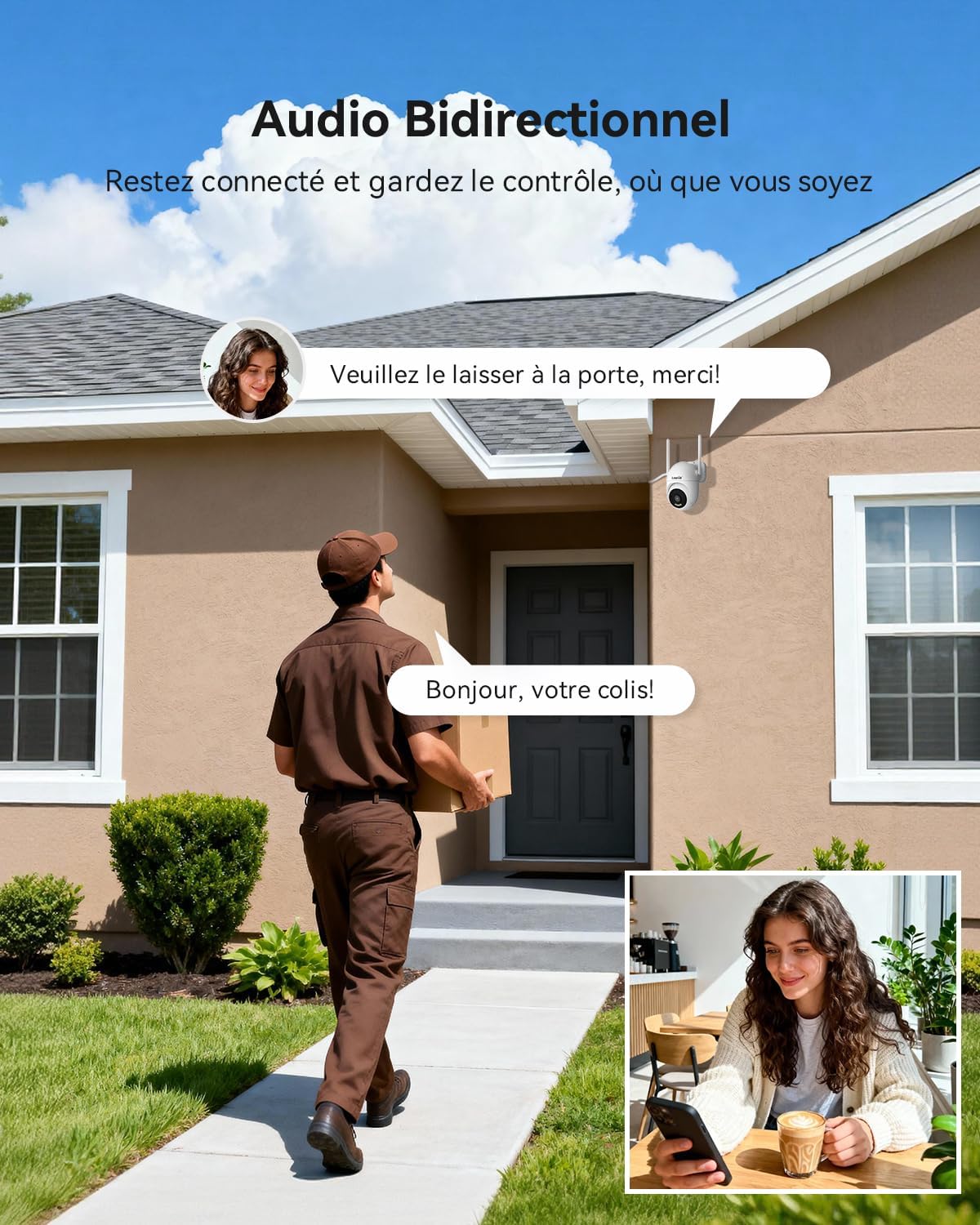 Thumbnail 5 de Caméra WiFi Logisaf 5MP PTZ avec détection humaine et suivi automatique (Eseecloud, 360°) – pour NVR Logisaf