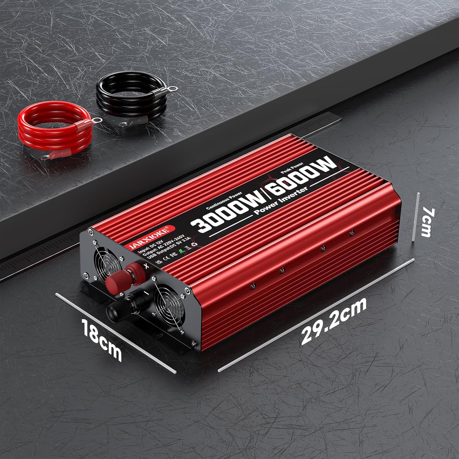 Detalle 2 de 3000W 12V to 240V Modified Sine Wave Car Power Inverter with LCD, 2 AC Sockets and USB