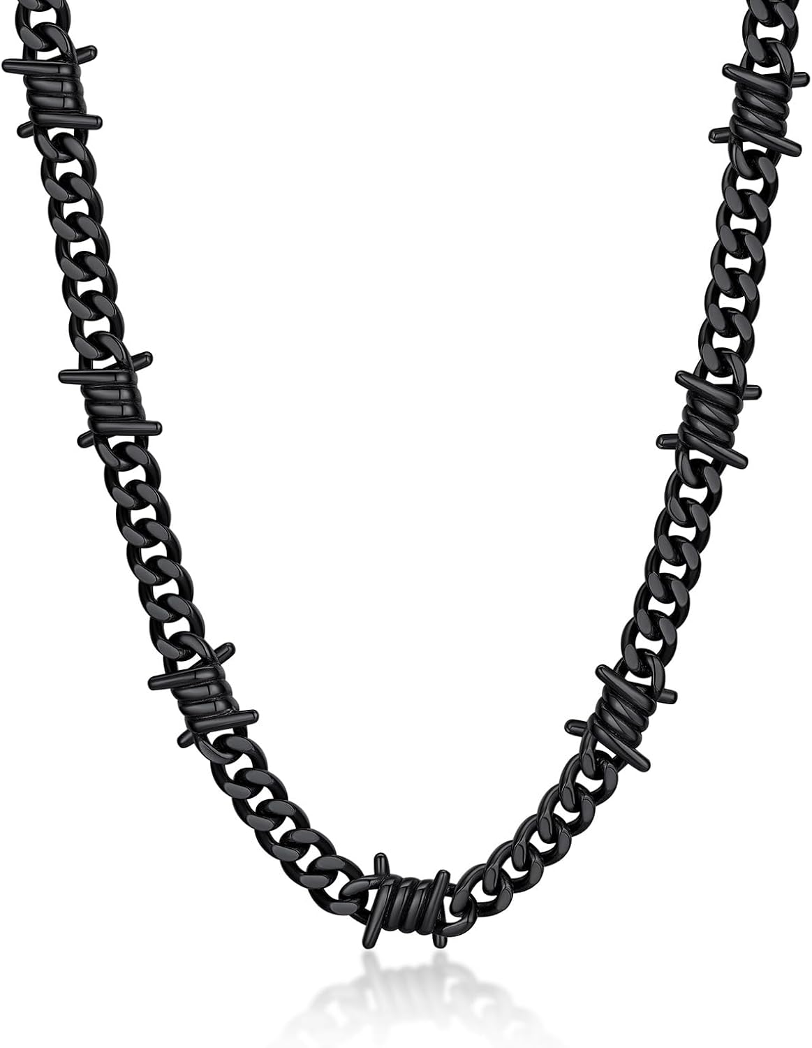 Detalle de Bandmax Herren Kette aus 316L Edelstahl mit Dornen-Panzerdesign (7/9 mm breit) – kubanische Hip-Hop Gliederkette