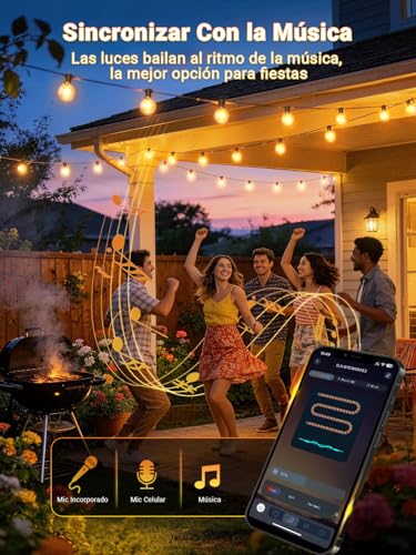 Detalle de ARKOCHIC Guirnalda Luces Exterior 30M con Control App y Música Sync