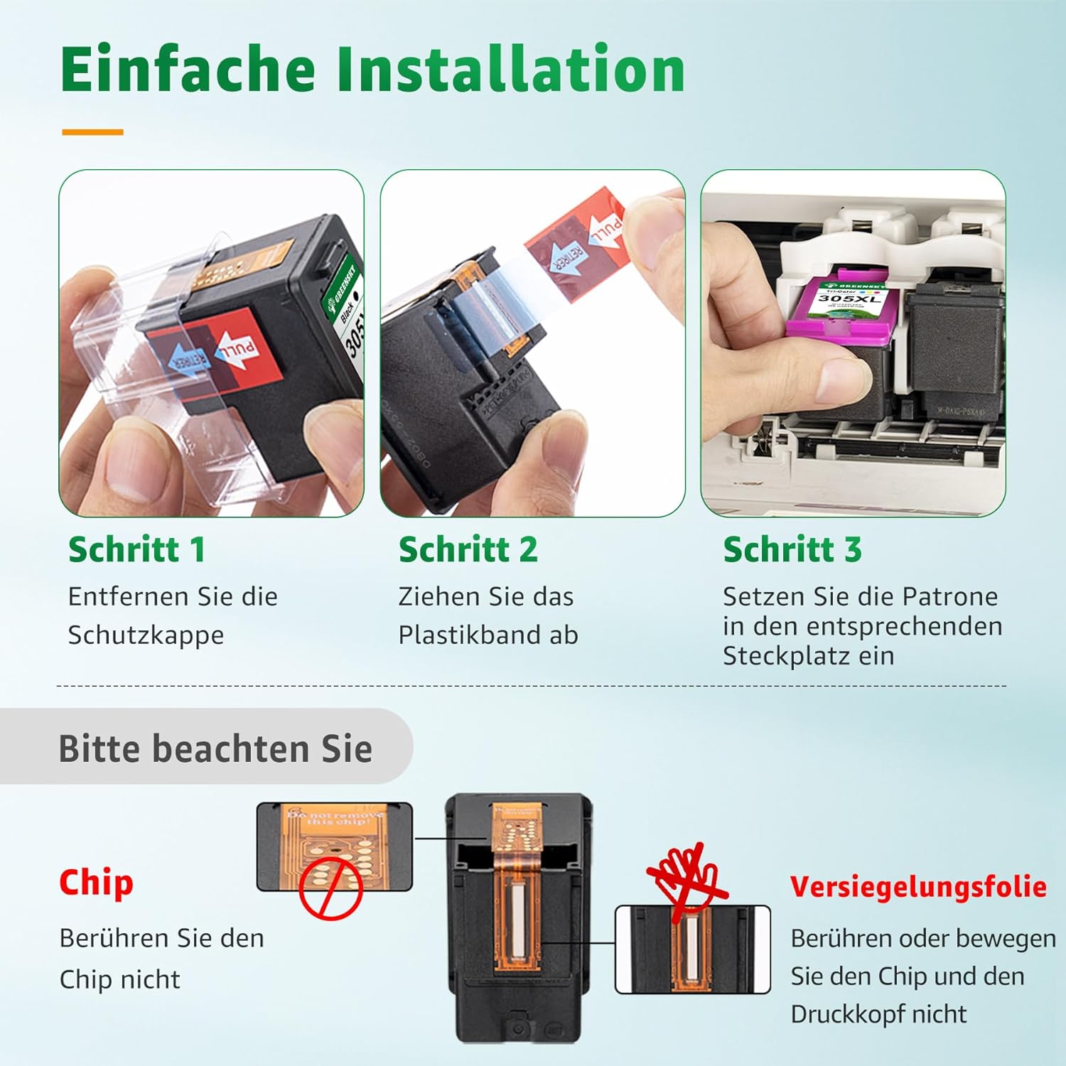 Thumbnail 6 de GREENSKY 305 / 305XL Ersatz für HP 305XL Druckerpatronen (XL) – Schwarz & Farbe Multipack