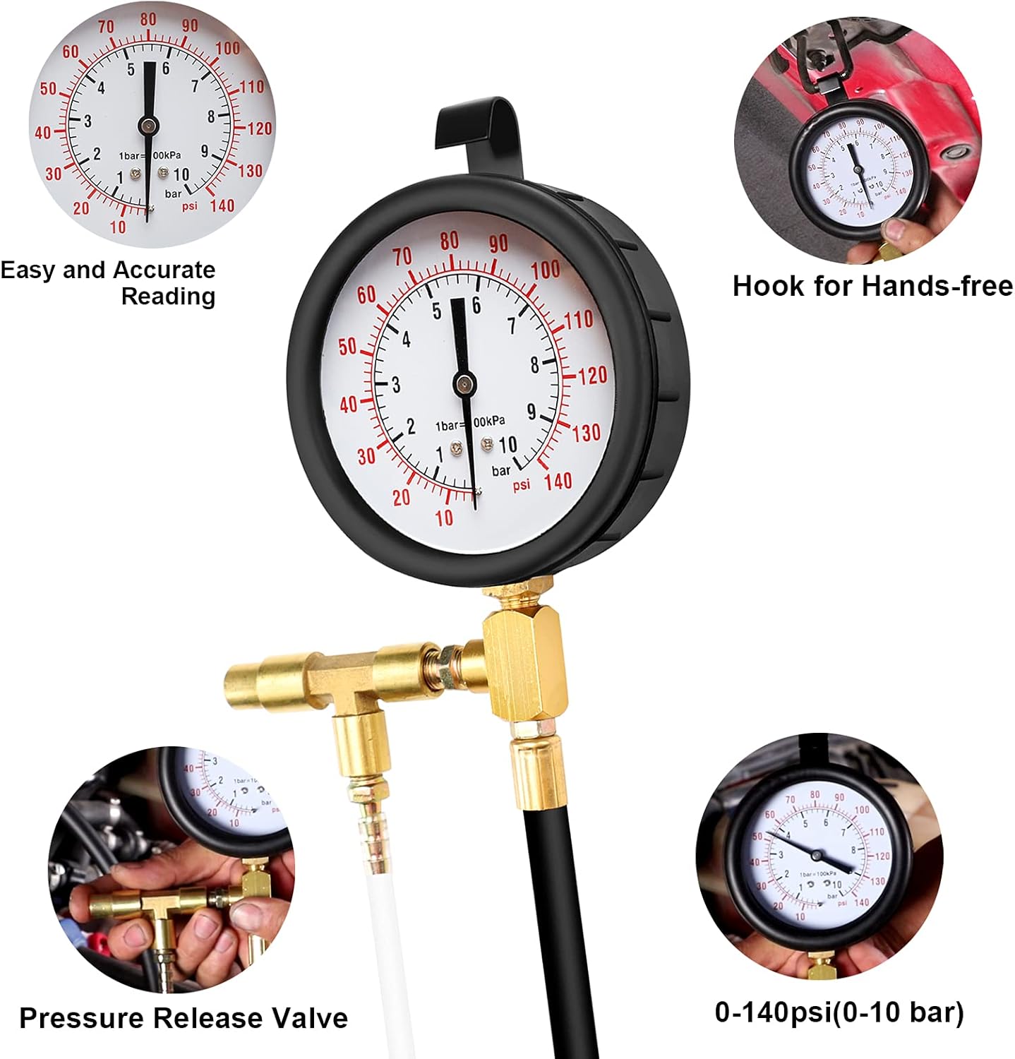Thumbnail 2 de BETOOLL Pro Fuel Injection Pressure Tester 0-140 PSI ⛽