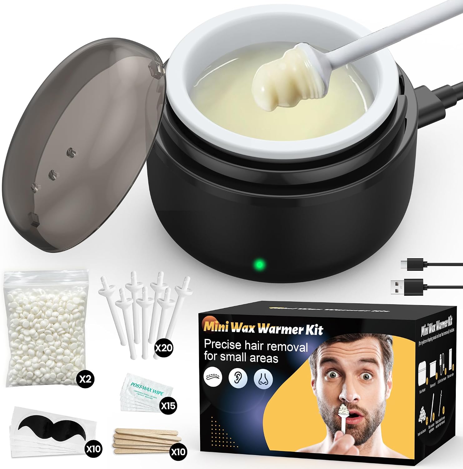 Detalle de IFANZETECH Nose and Ear Waxing Kit with USB Heating and Temperature Control