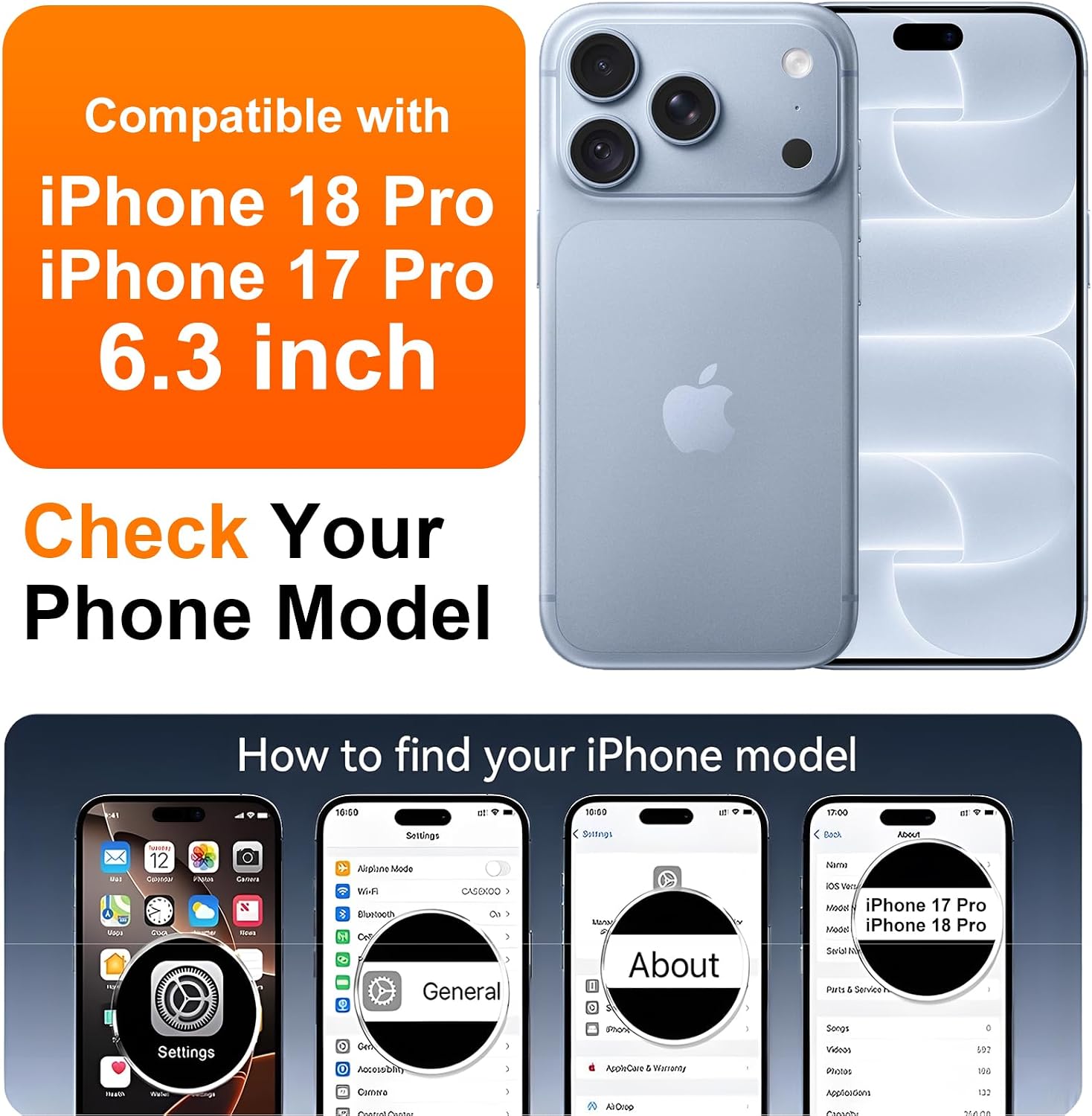 Thumbnail 1 de SPIDERCASE Clear Magnetic Case for iPhone 17 Pro/18 Pro with 3-Way Stand