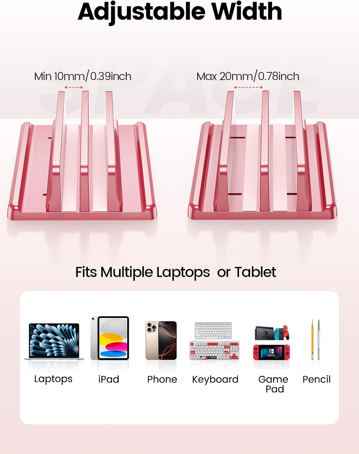 Detalle de VAYDEER support vertical double fentes pour ordinateur portable (compatible MacBook) réglable
