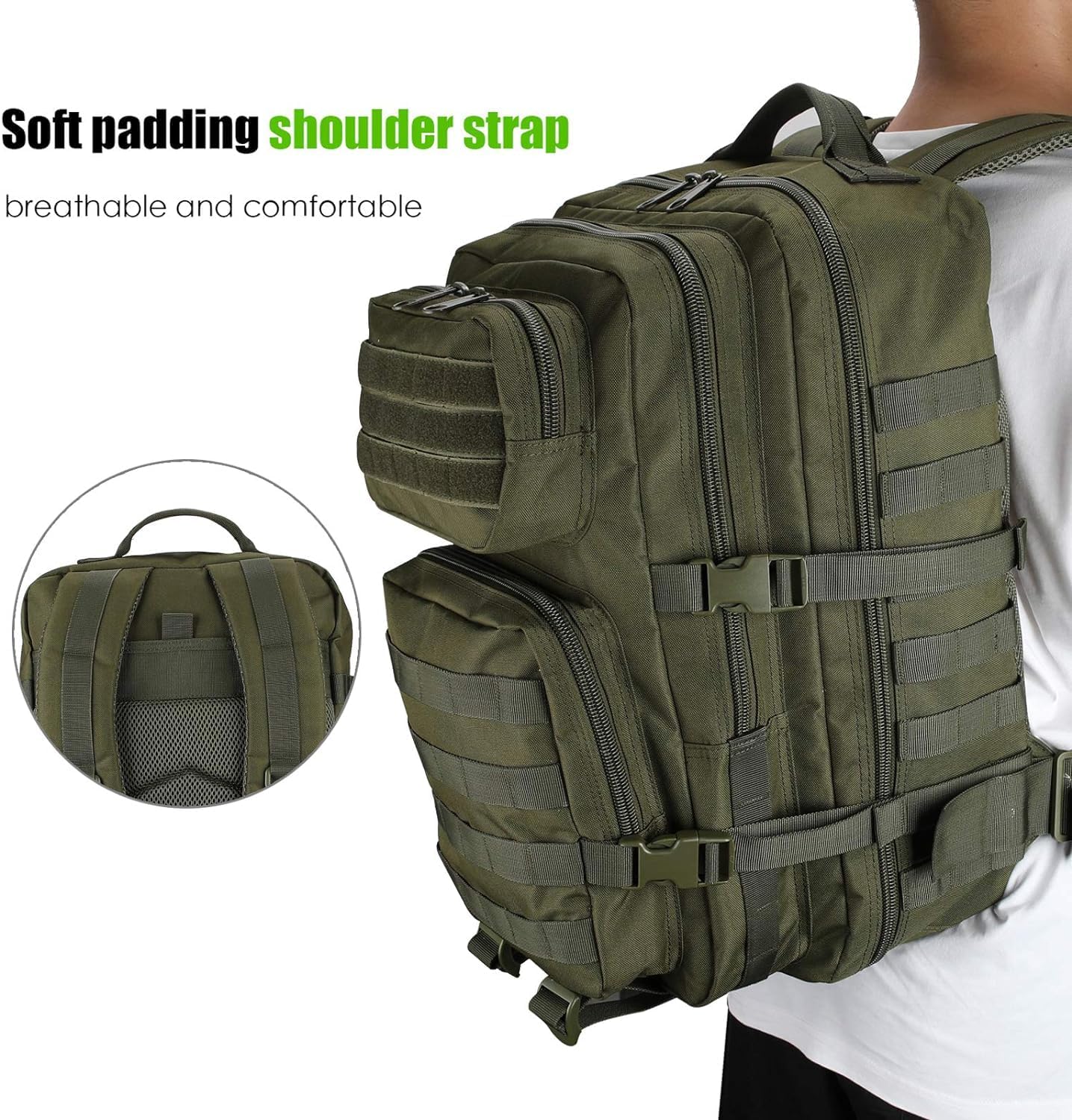 Detalle de ProCase 40L Militärischer taktischer Rucksack (3‑Tage Assault Pack) mit MOLLE-System
