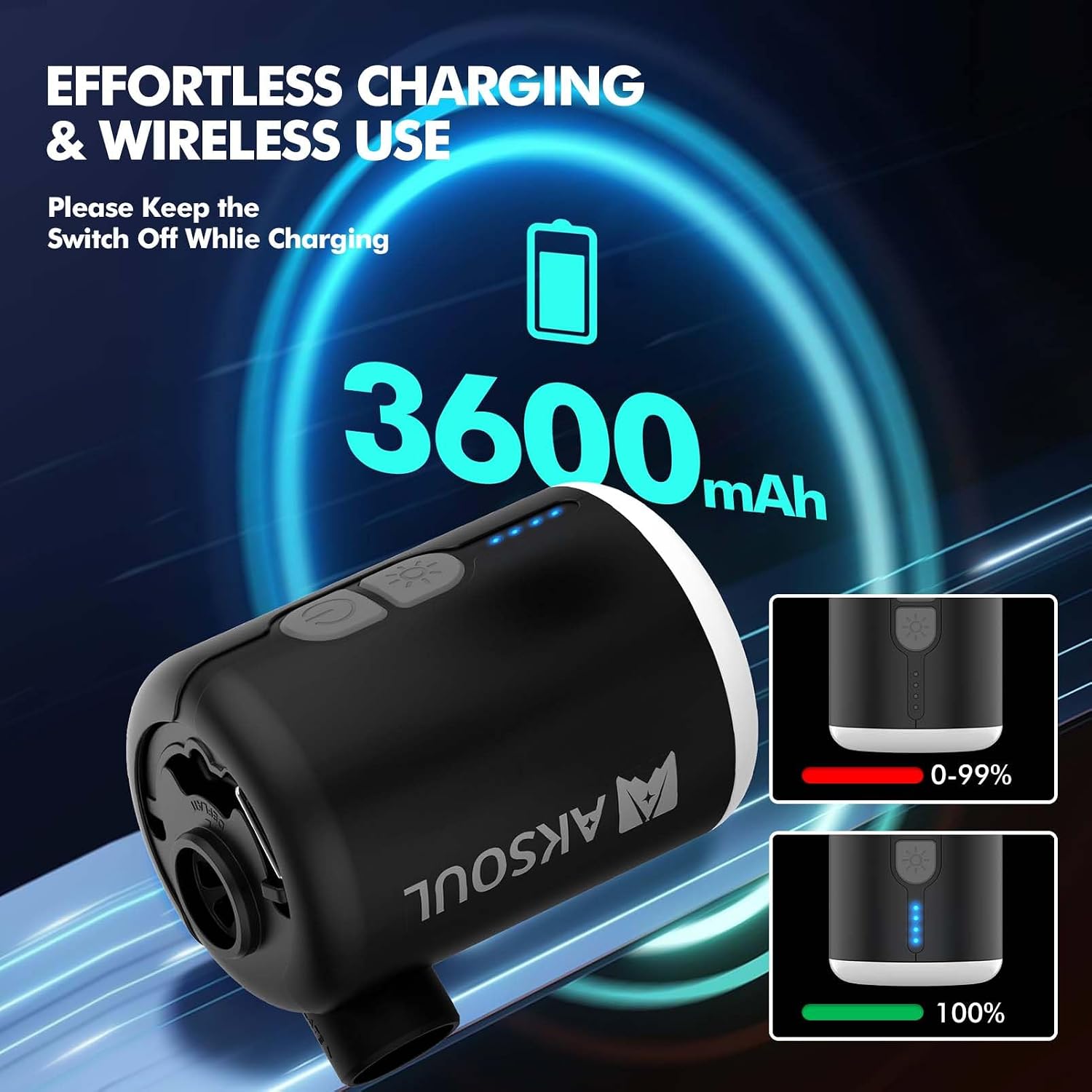 Detalle de AKSOUL Electric Air Pump 3600mAh