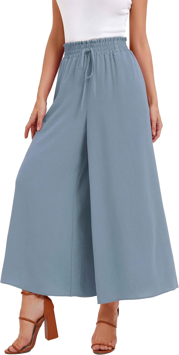 Thumbnail 3 de WUWUSKY Damen Sommerhose Palazzo – leichte High-Waist Culotte mit 2 Taschen