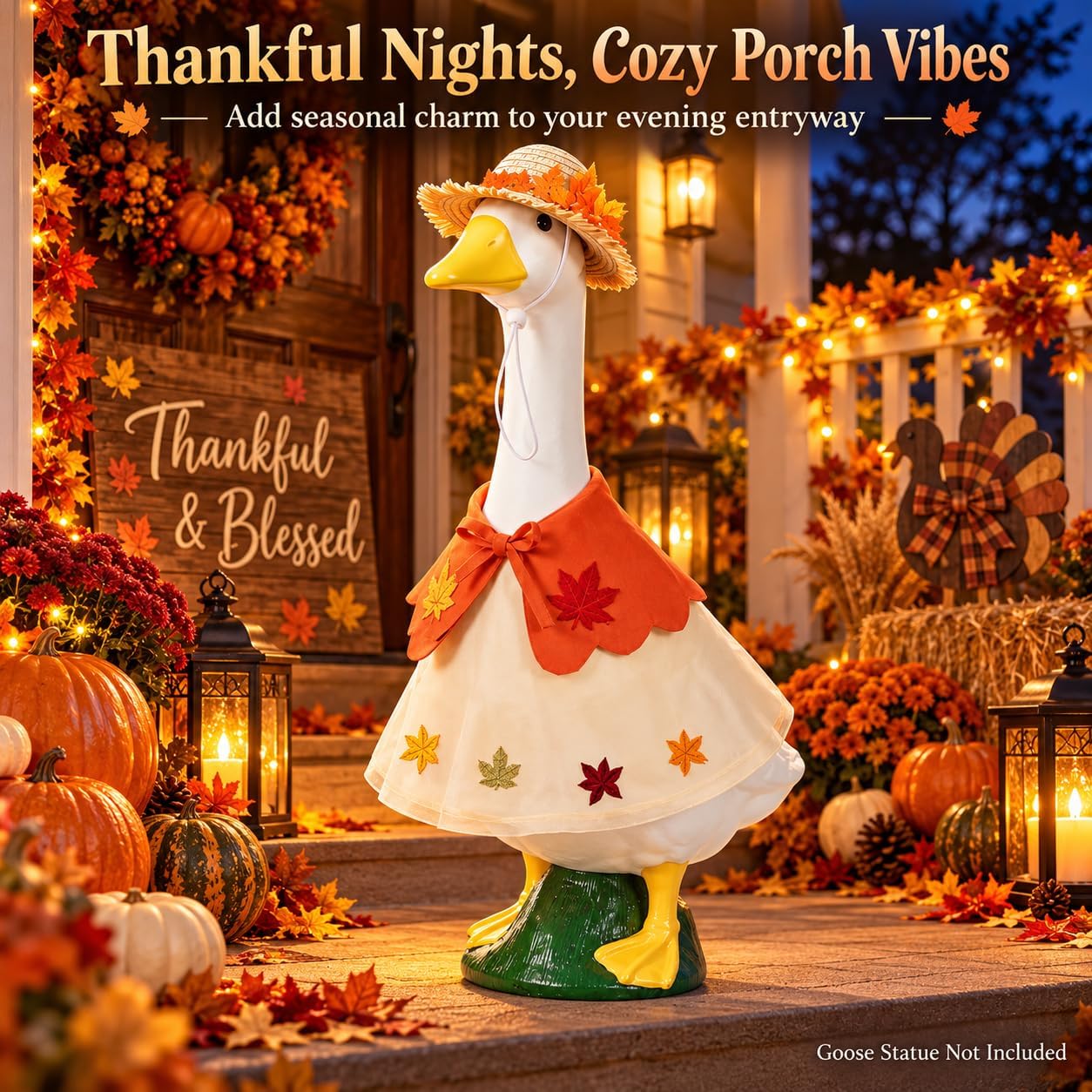 Detalle 2 de holoith Halloween Porch Goose Outfit for 23-Inch Cement Goose, Witch Costume