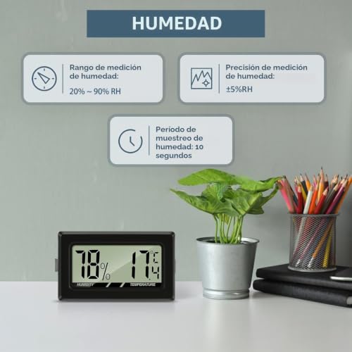 Detalle de Thlevel Mini Termómetro Higrómetro Digital para el Hogar