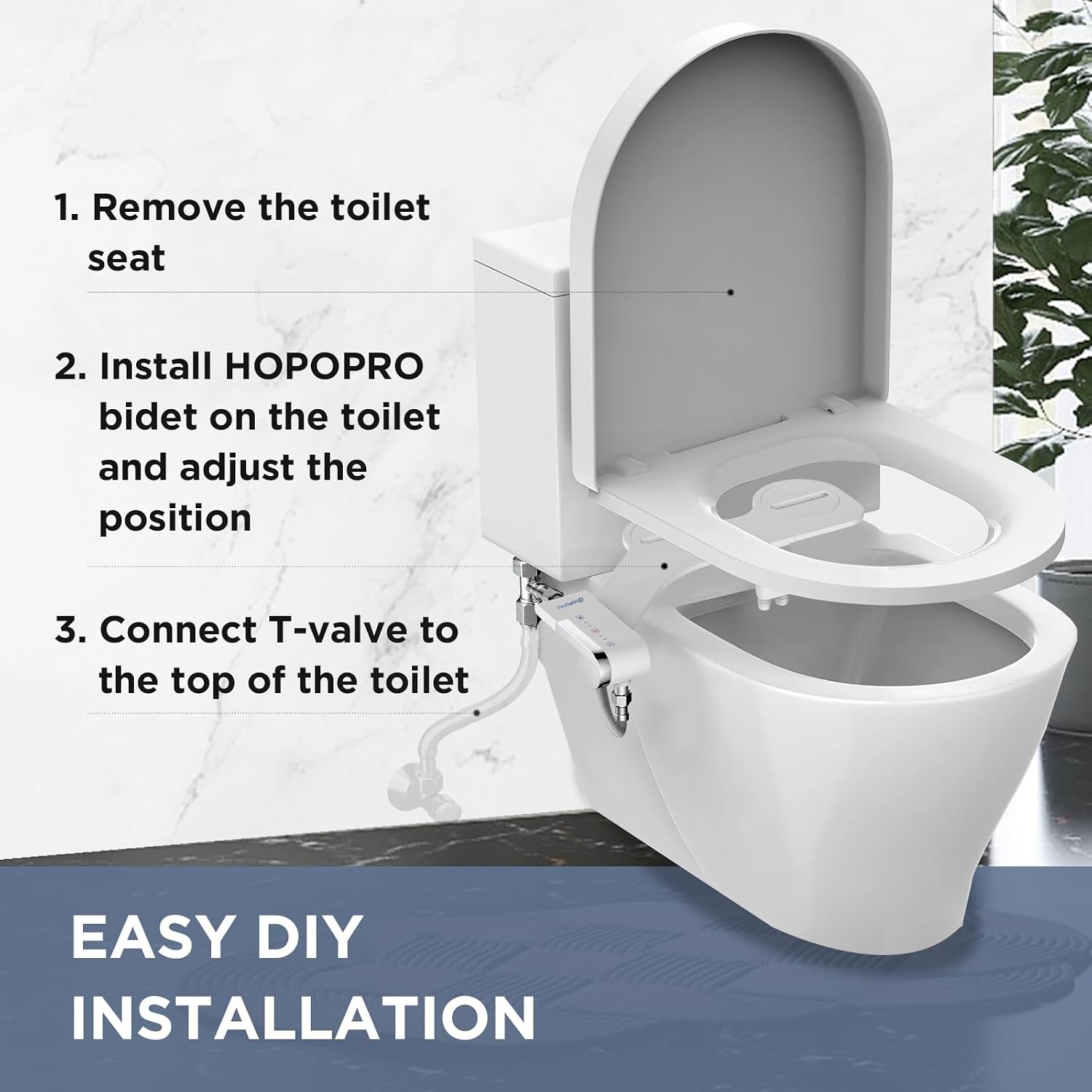Thumbnail 4 de HOPOPRO Non-Electric Dual-Nozzle Bidet Attachment with Adjustable Pressure, Silver