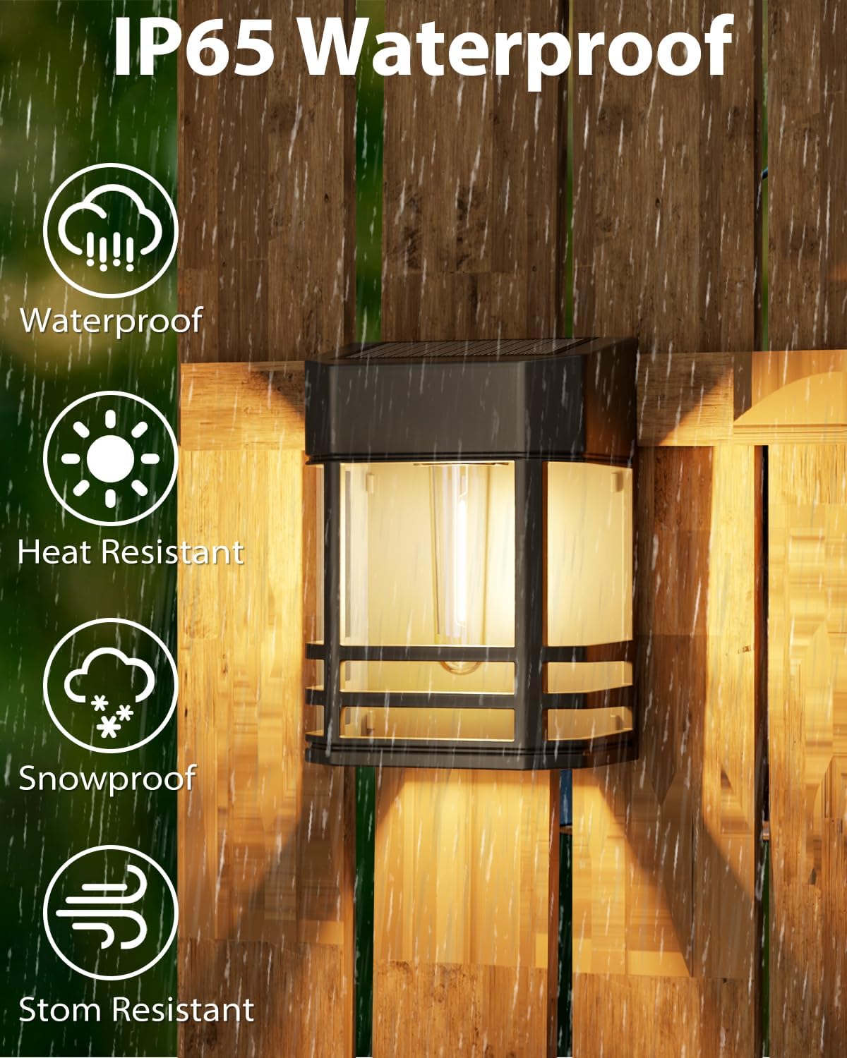 Detalle de Woolmug 6 Pack Solar Fence Lights: Warm White, Battery-Free Ambience for Outdoor Spaces
