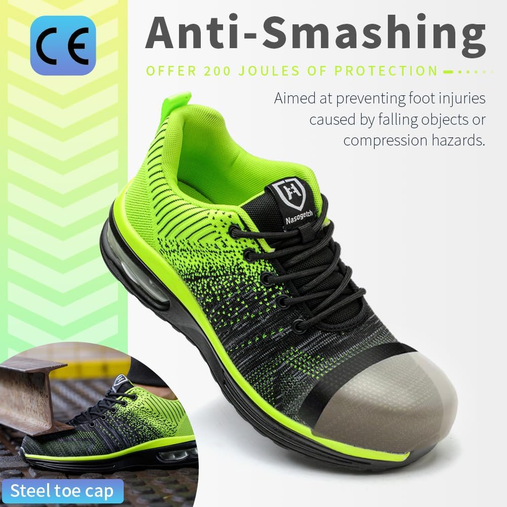 Detalle de Nasogetch Safety Trainers with Steel Toe Cap – lightweight, breathable work shoes