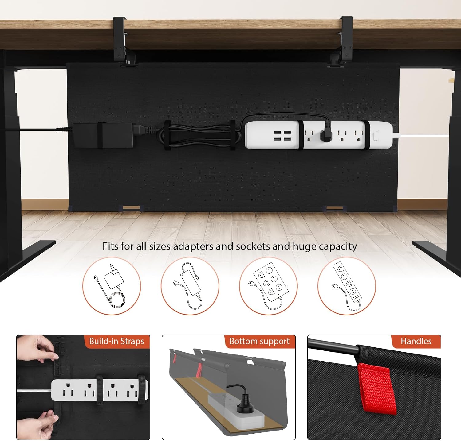 Thumbnail 1 de Univivi 28-Inch No Drill Under Desk Cable Management Tray