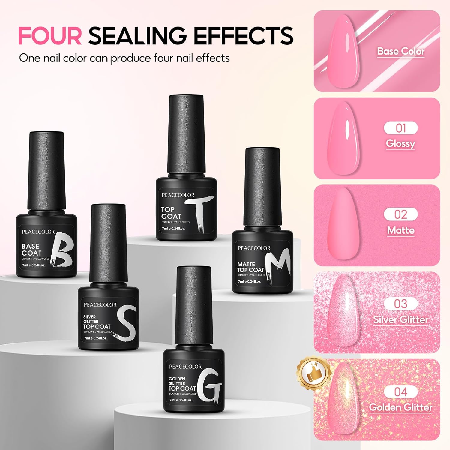 Thumbnail 6 de PEACECOLOR 40Pcs Gel Nail Polish Set: 35 Neon Colors plus Top/Coats for DIY Home Salon