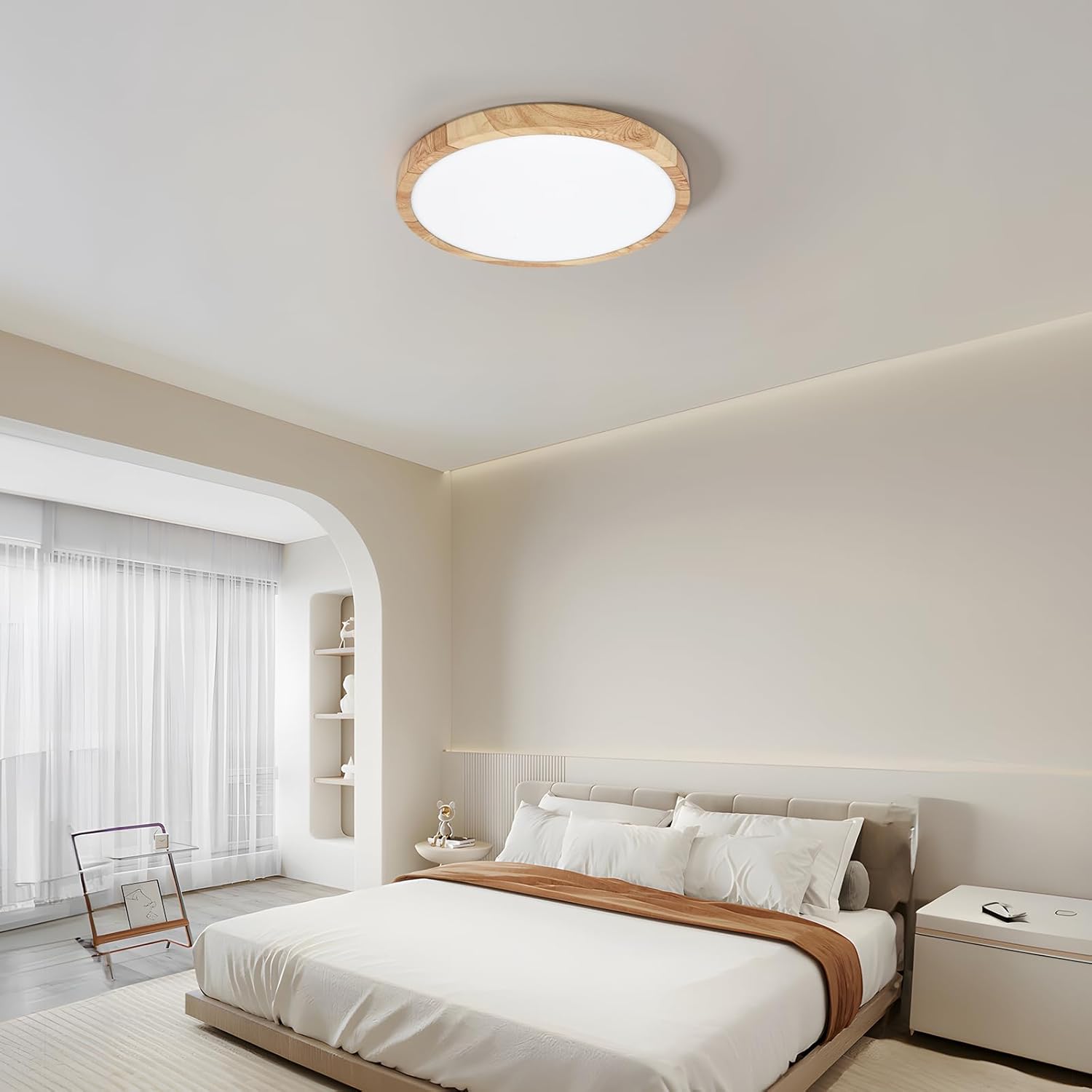 Thumbnail 1 de LVL LED Ceiling Light 24W: Wood Grain Flat Round Nordic Flush Mount