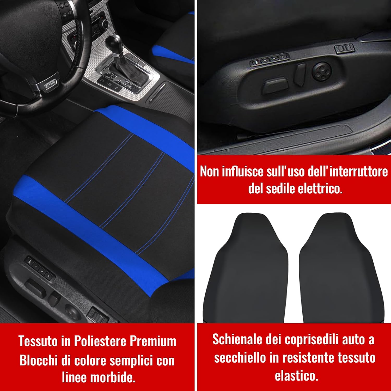 Detalle 2 de AUTOYOUTH Coprisedili auto universali anteriori con airbag, fianchi elasticizzati e antiscivolo