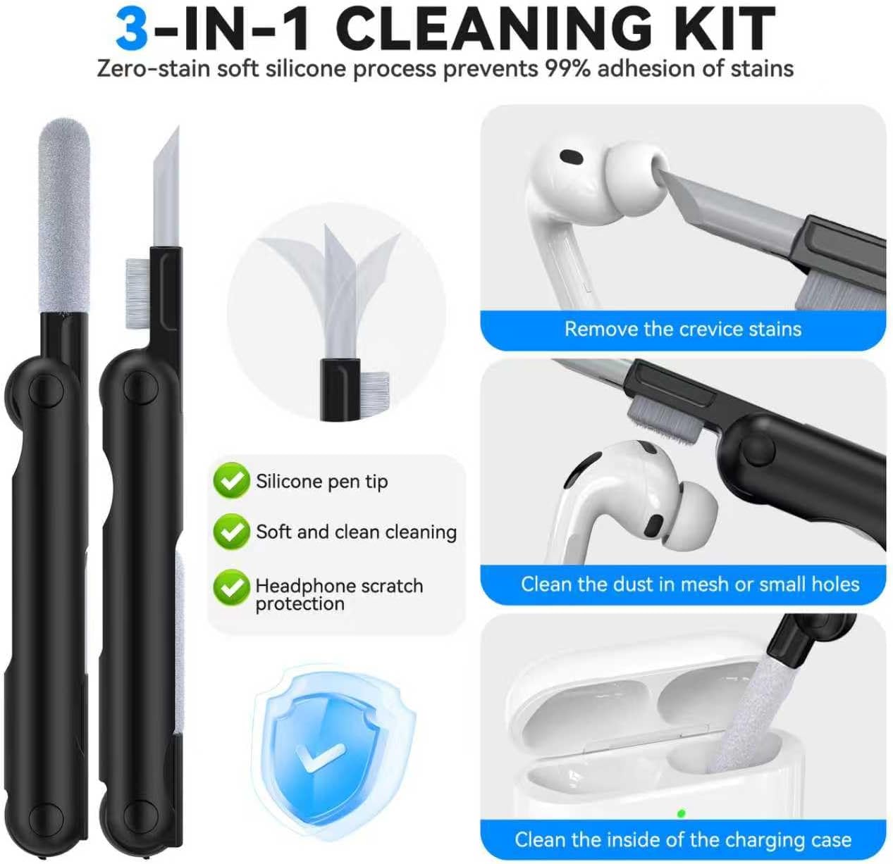 Thumbnail 4 de TNSNK Schutzhülle für AirPods Pro 3 (2025) – Ganzkörper-Schutz mit Umhängeband, Reinigungsset & ladefreundlichem Design