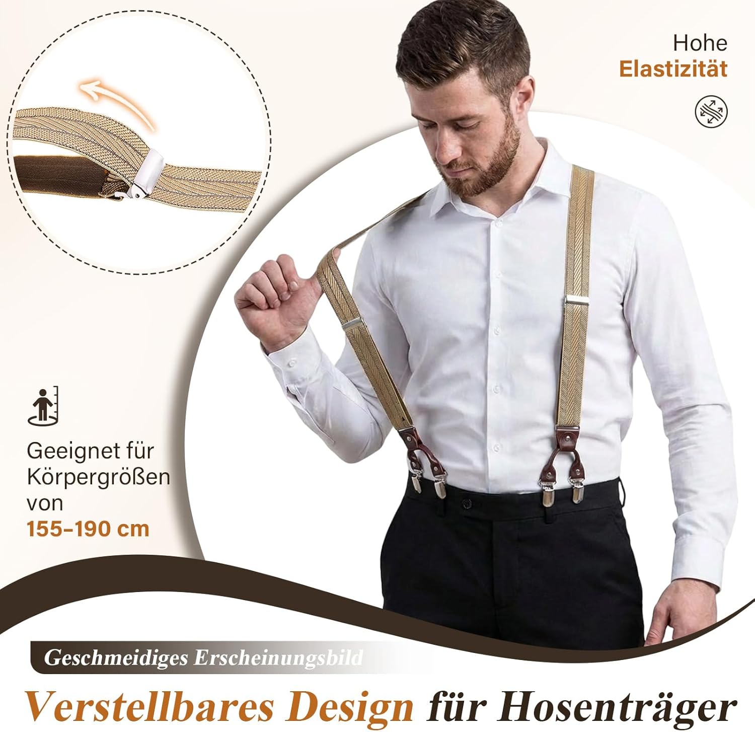 Detalle 1 de KANGDAI Hosenträger Herren mit 3,5 cm Clip