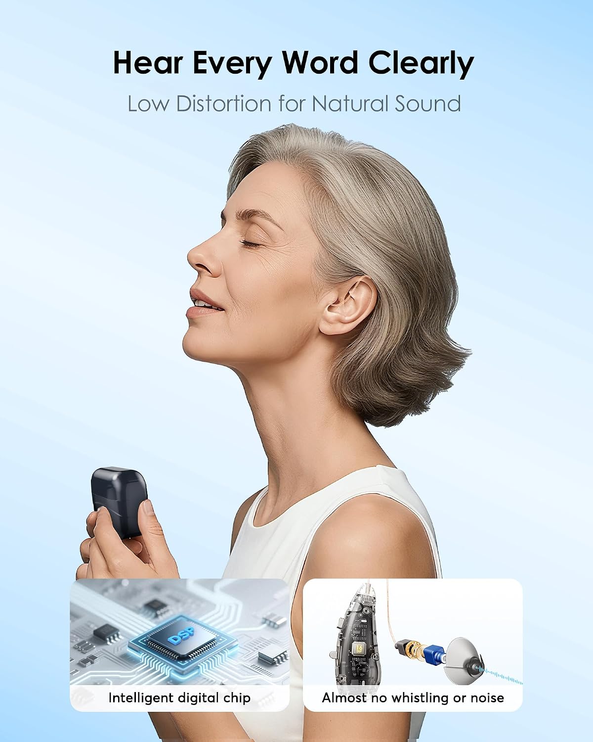 Detalle 2 de Rechargeable OTC Hearing Aids with 100-Hour Charging Case