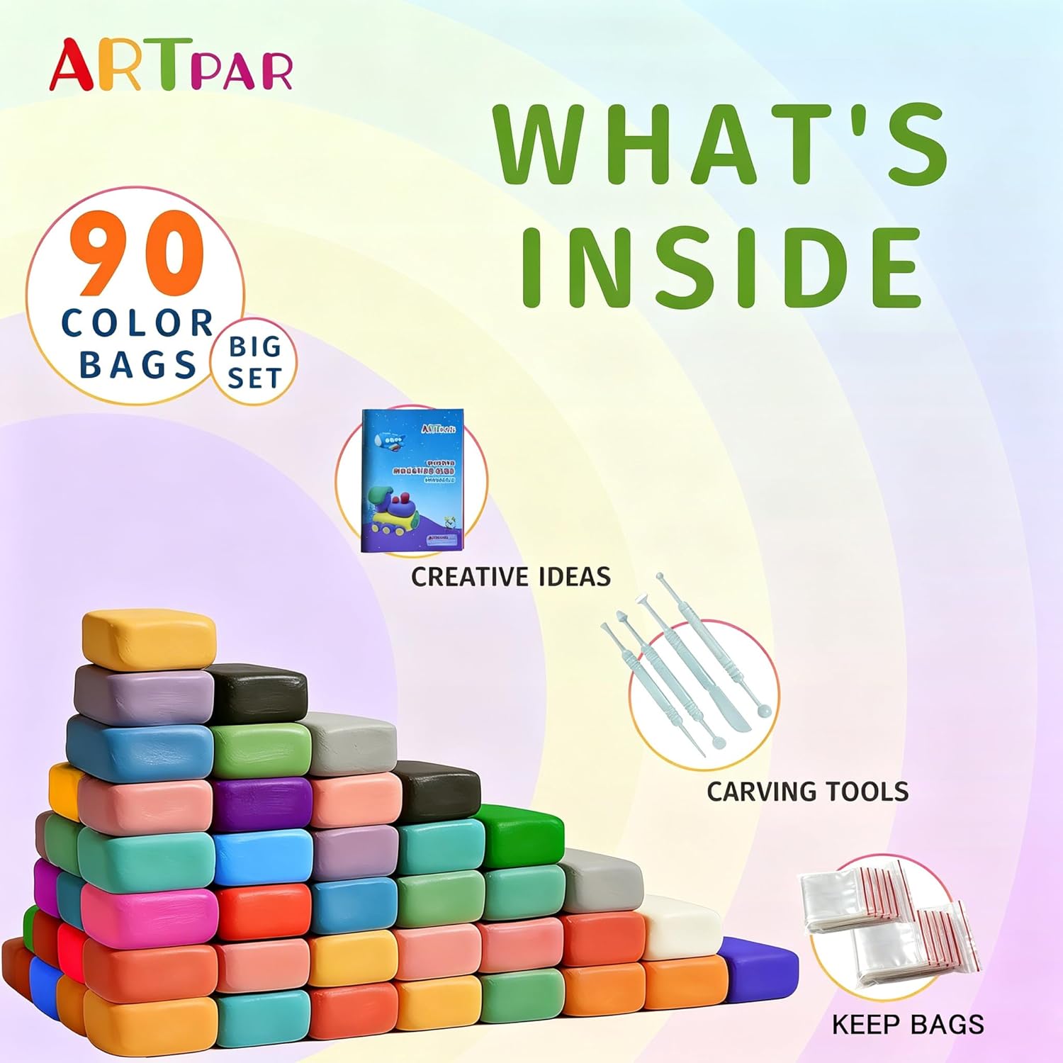Detalle 2 de ARTPAR Air Dry Clay for Kids 90 Colors