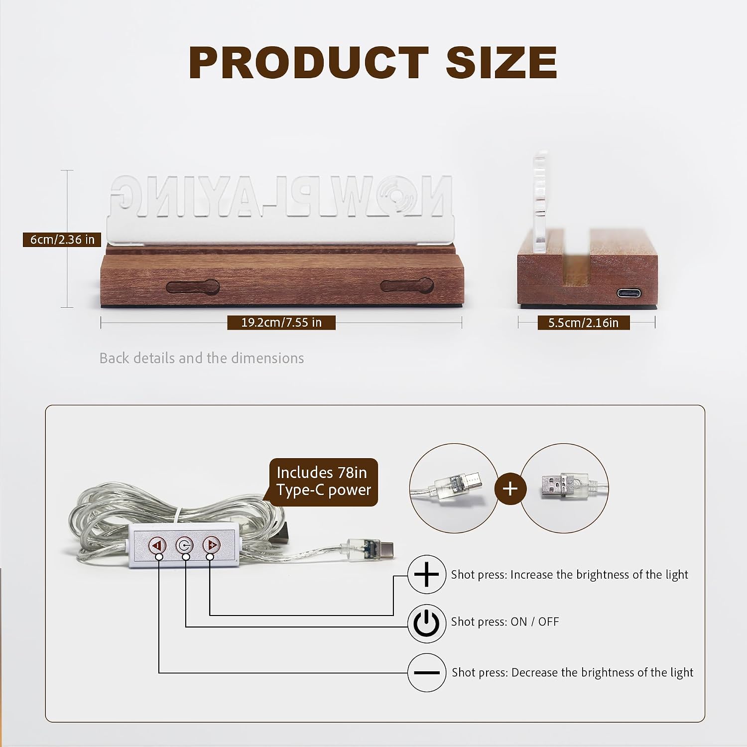 Thumbnail 6 de Rodioer WPDS01-05 Vinyl Record Display Stand, 5 mm Acrylic, Adjustable Light