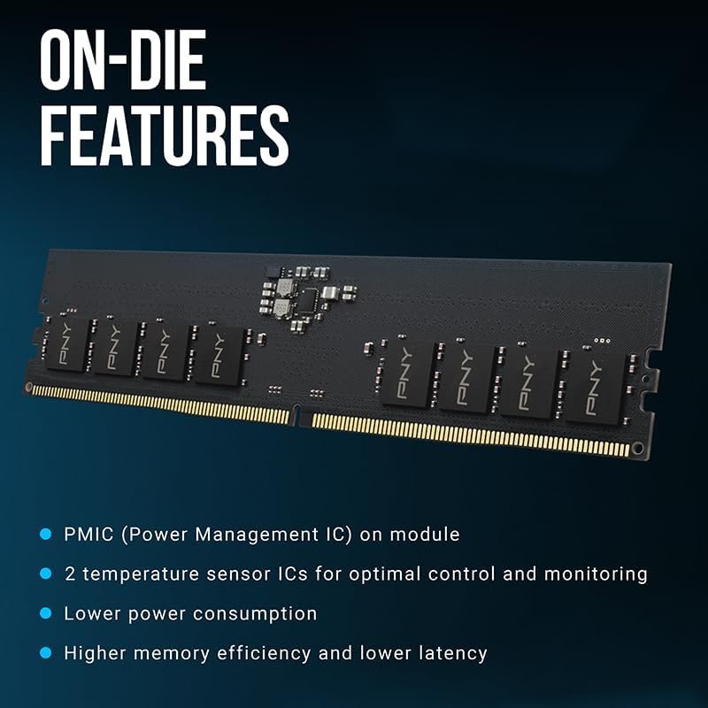 Detalle 2 de PNY Memoria RAM DDR5 de 16 GB, 4800 MHz, CL40 y 1,1 V