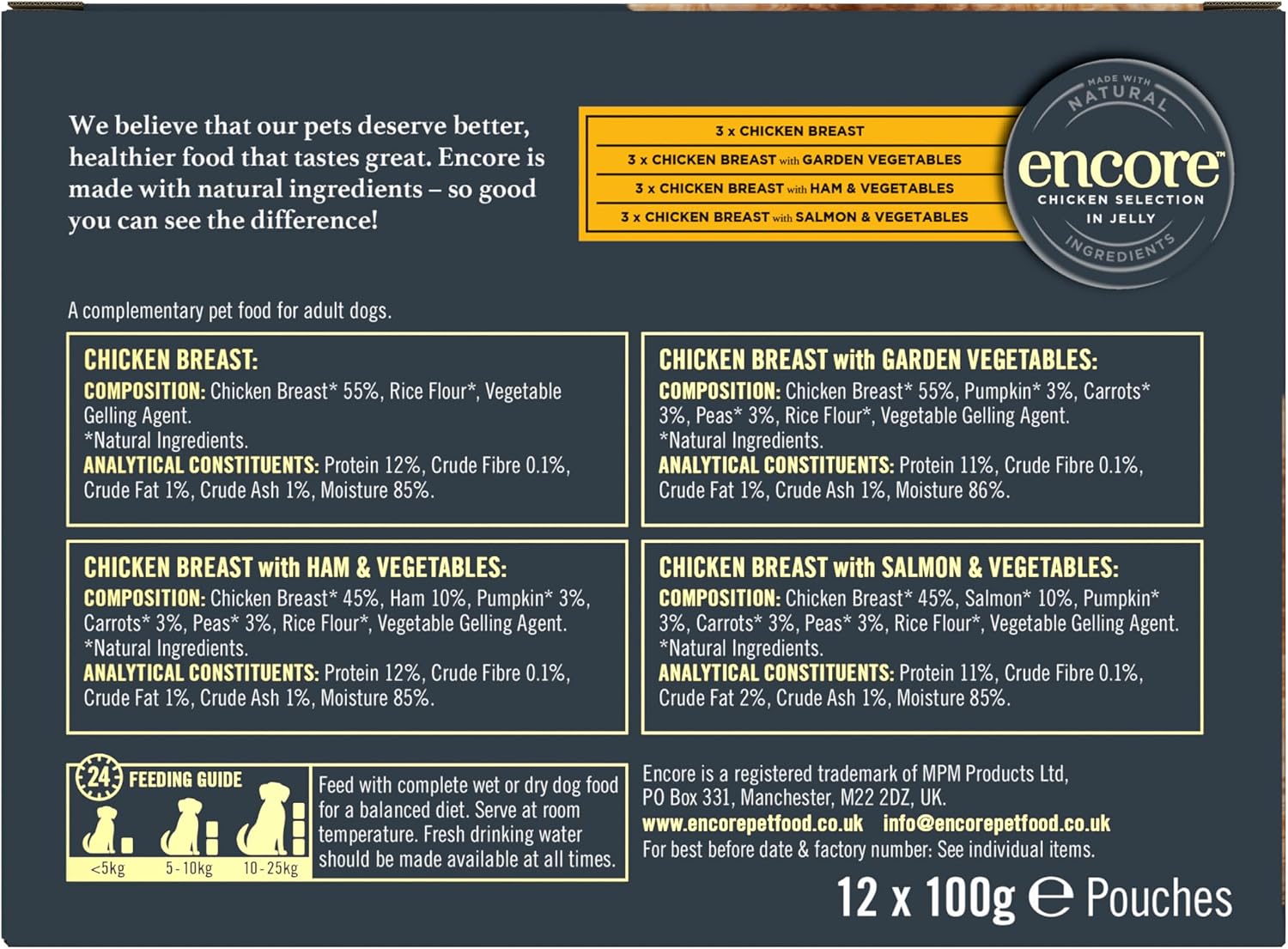 Thumbnail 1 de Encore Natural Wet Dog Food Pouches: Chicken Selection in Jelly (12 x 100g)