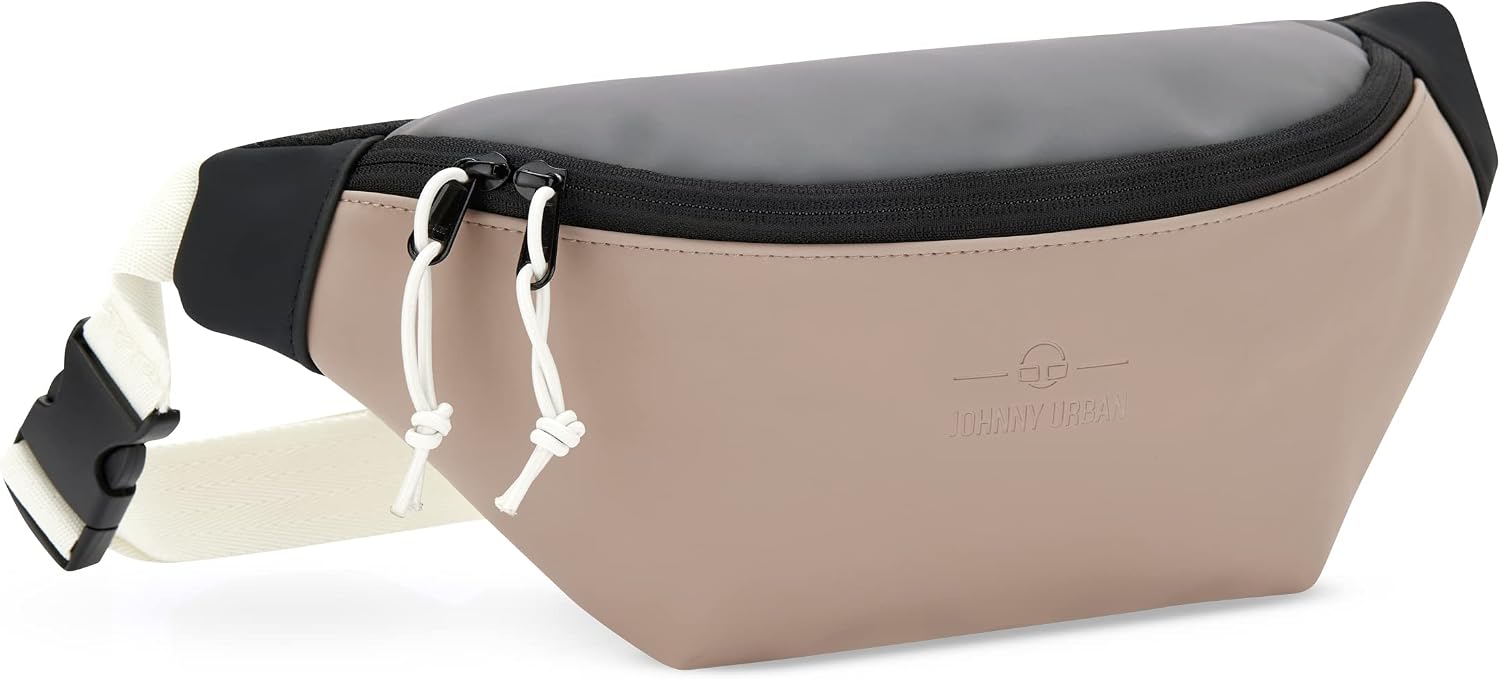 Detalle de Johnny Urban Bauchtasche Riley Beige/Grau – Gürteltasche & Crossbody mit flexiblem Gurt