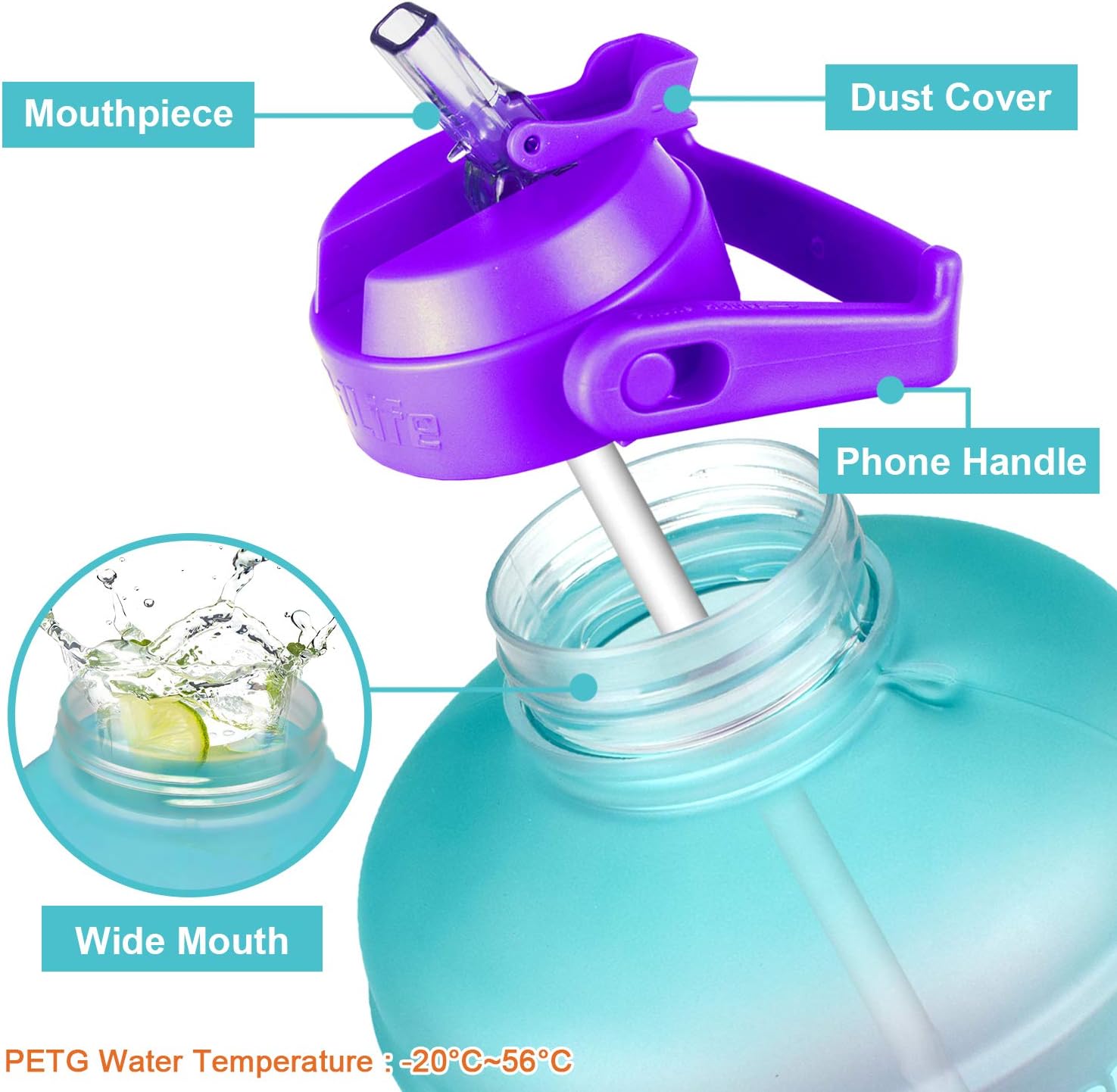 Detalle 2 de BuildLife Motivational Water Bottle 2.2L 💧