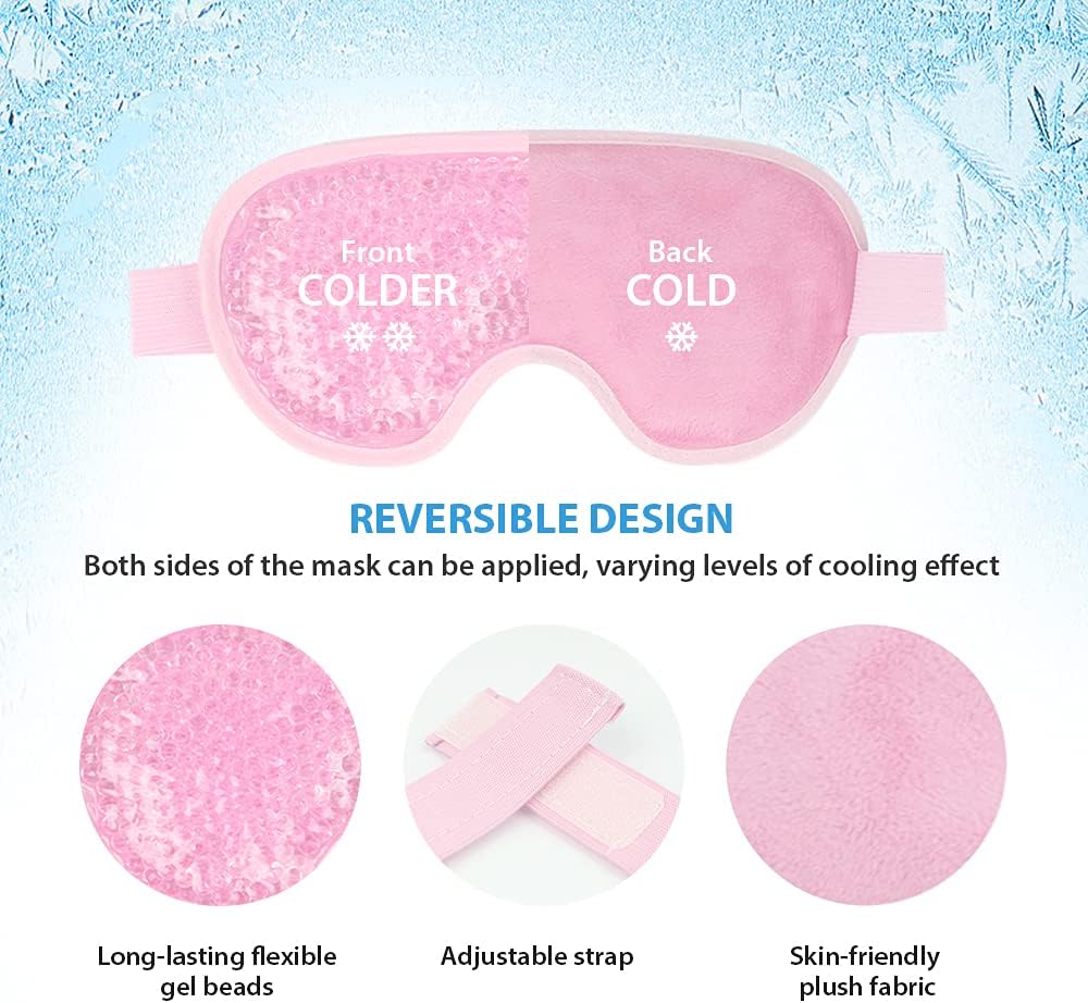 Detalle de NEWGO EM002 Reusable Gel Eye Mask, Reversible Hot and Cold Therapy, Pink