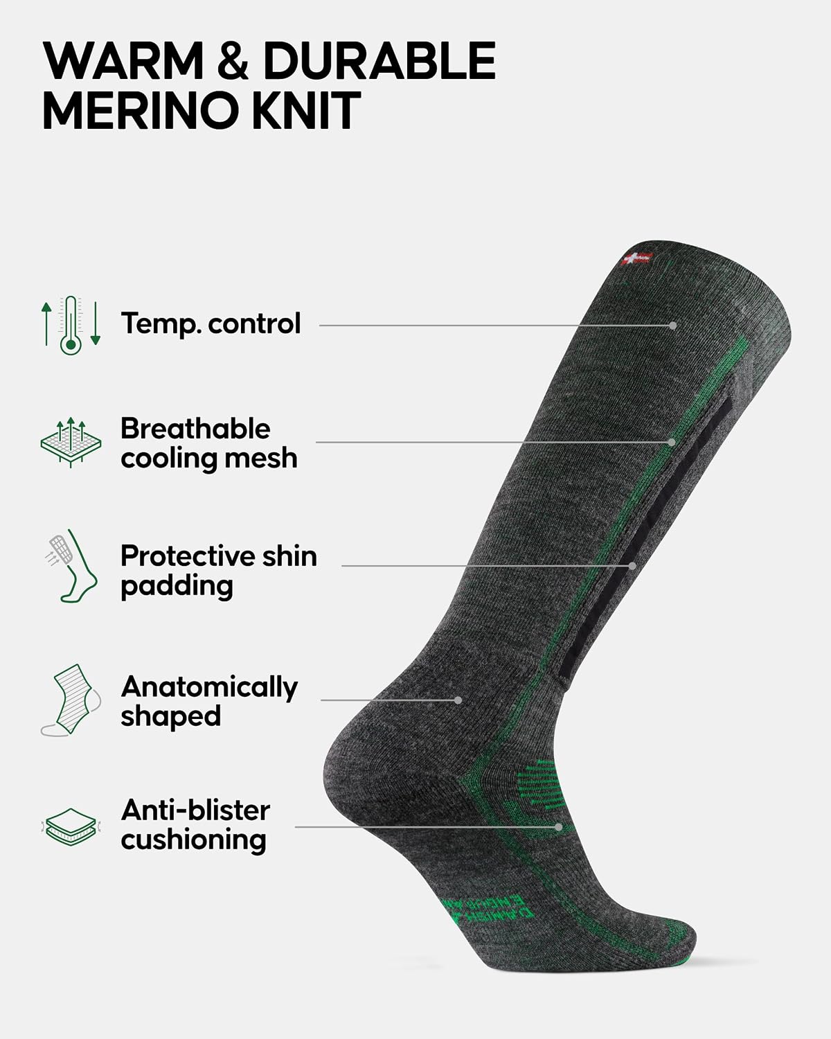 Detalle 2 de DANISH ENDURANCE Merino Wool Ski Socks 1-Pack