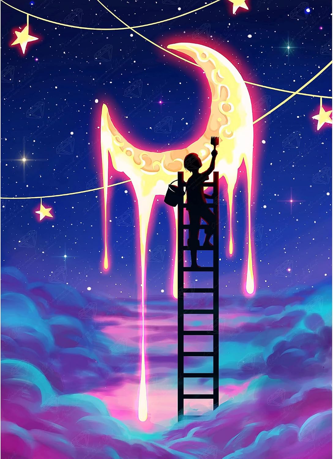 Thumbnail 6 de DIAMOND ART CLUB 星月夜-ナイトミュージック ダイヤモンドペインティングキット 正方形・63色・33×46cm