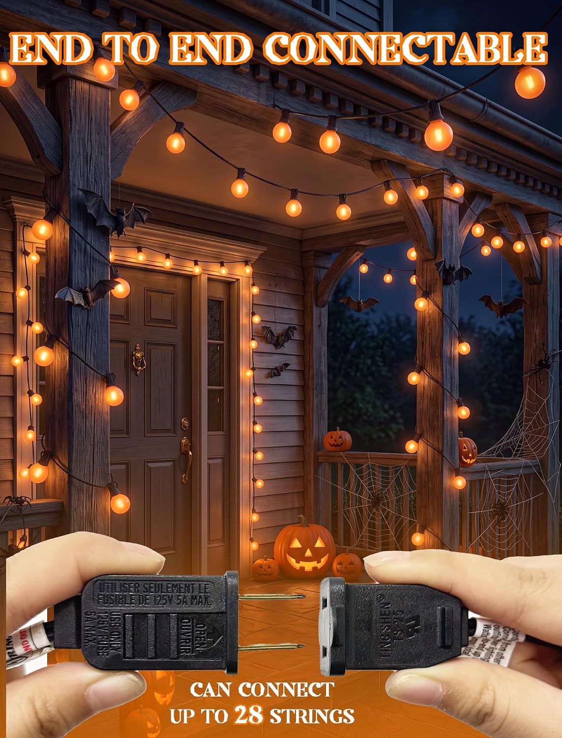 Detalle de Orange LED Outdoor String Lights 25-Foot