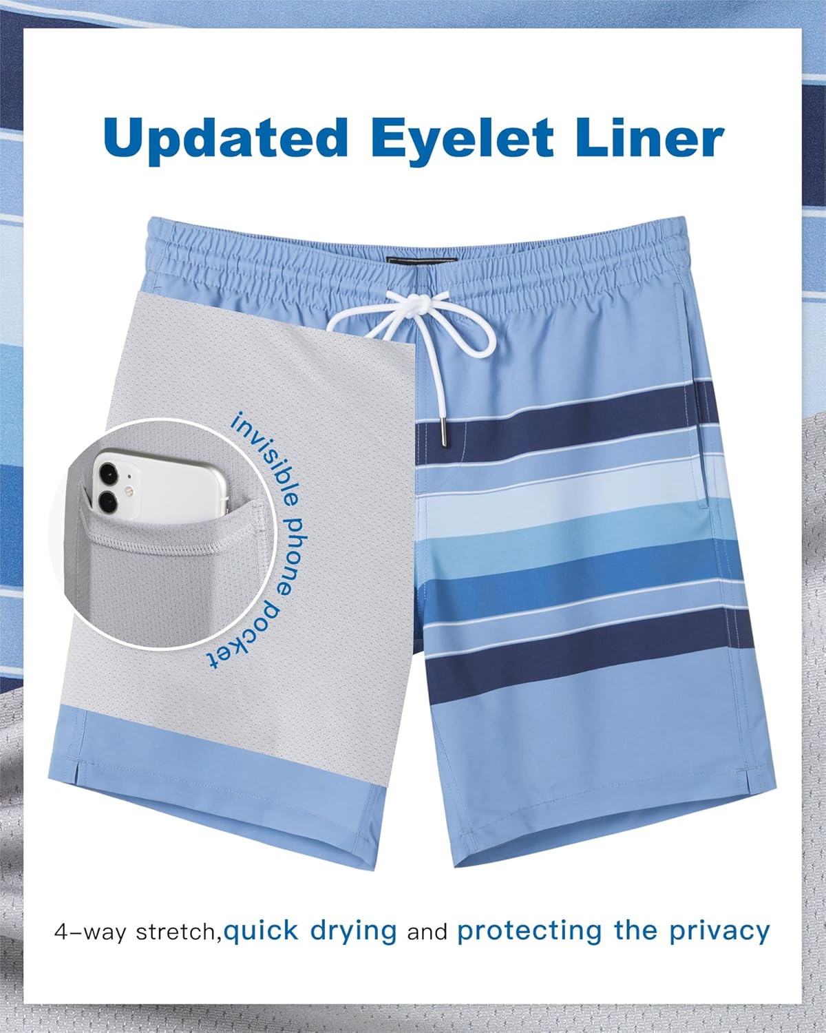 Detalle de Surf Cuz Men's Swim Trunks with Compression Liner and 7" Inseam