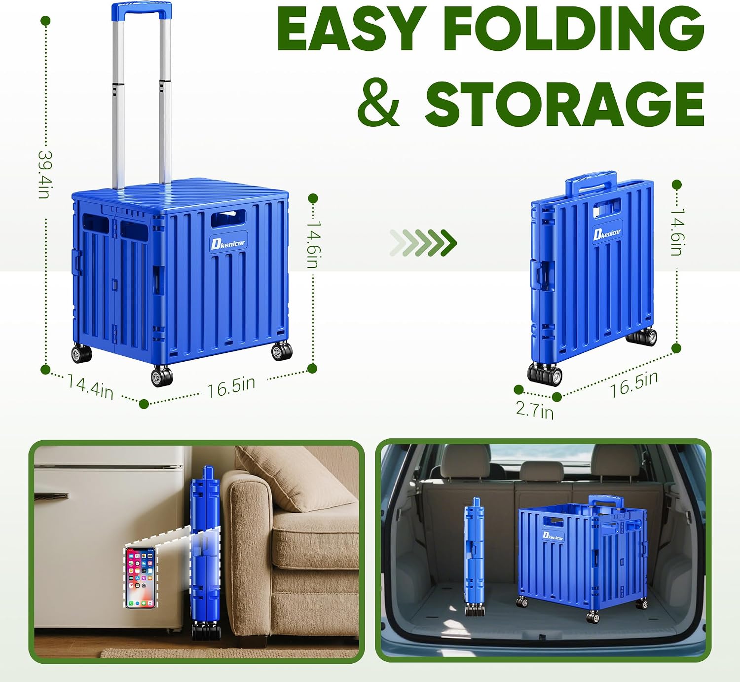 Detalle de Dkenicor Folding Utility Cart 65L